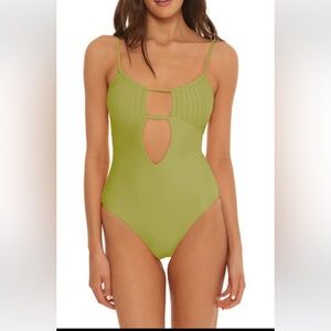 Isabella Rose NWT Sunray one piece swimsuit in kiwi green front cut out at bust